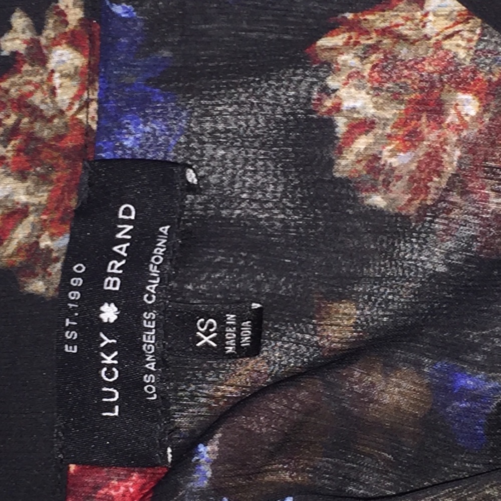 LUCKY BRAND Blouse Floral Sheer XS - Picture 8 of 8